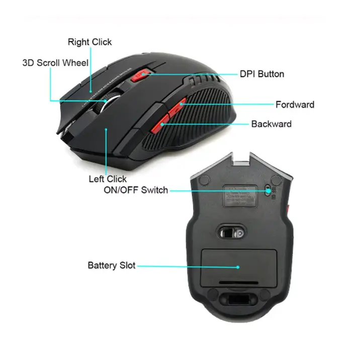 Souris optique sans fil 2000DPI 2.4GHz