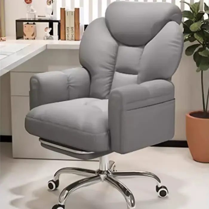 Chaise de Bureau Moderne Blanche avec Repose-Pieds Mobile