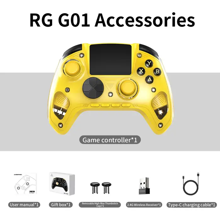 Manette de jeu sans fil Anbernic RG G01 avec écran IPS 2.5D et joystick Hall pour PC