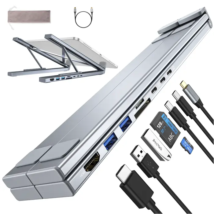 Station d'accueil pour ordinateur portable USB C 8 en 1 avec USB C