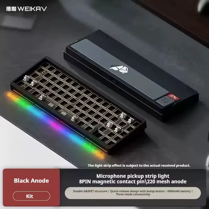 Weikav Nut65 Kit de clavier de jeu filaire sans fil mécanique Tri-Mode 6000mAh éclairage insonorisan