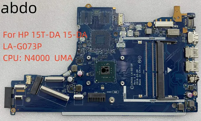 LA-G073P Pour HP 15T-DA 15-DA Ordinateur Portable Carte Mère Avec N4000 CPU UMA 100% Testé OK