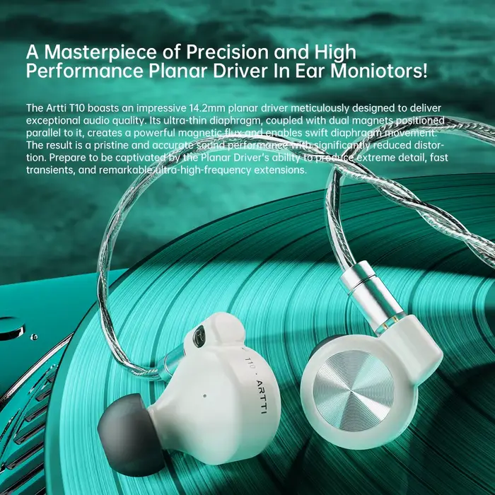 ARTTI T10 écouteurs intra-auriculaires HiFi moniteurs IEM filaires pilote planaire 14.2mm basses tex