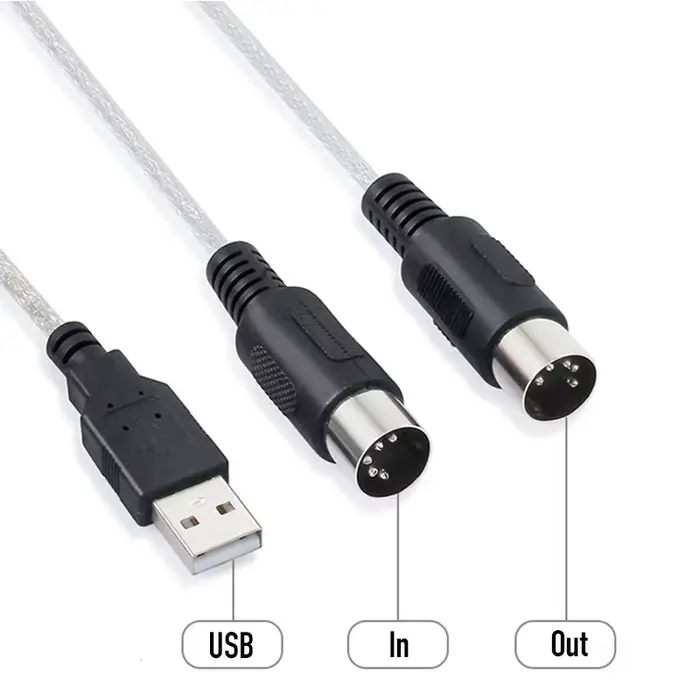 Câble adaptateur audio MIDI vers USB IN-OUT pour clavier électronique 5 broches