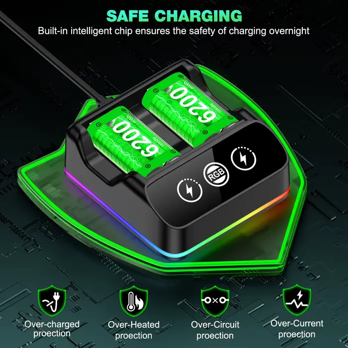 DinoFire pour Xbox série X/S et Xbox One batterie Rechargeable Xbox One avec 2 batteries/chargeurs 6