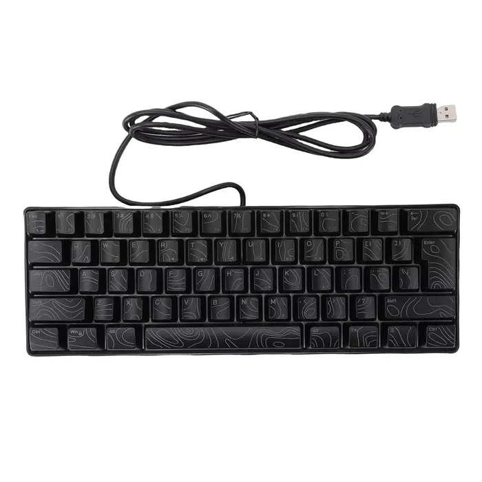 Clavier de jeu RGB 61 touches, clavier mécanique RGB rétroéclairé 60%, design ergonomique, clavier f