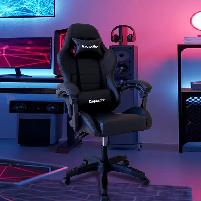 Chaise de jeu rose pour filles, chaise d'ordinateur réglable en hauteur, chaise de bureau confortabl