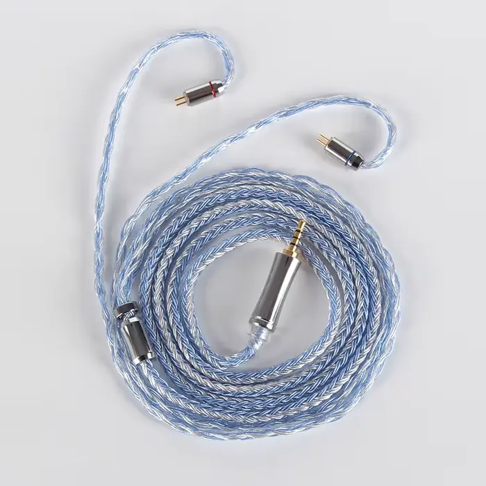 XINHS 16 Core bleu argent mélangé 5N monocristallin cuivre argent plaqué écouteur câble de mise à ni