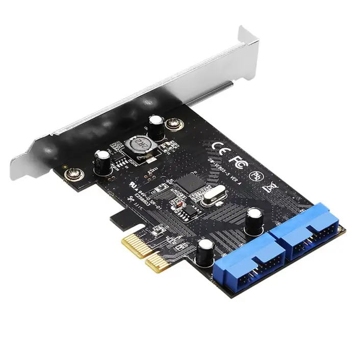 Carte adaptateur convertisseur PCIe Super Speed vers 2 ports USB 3.0 19 broches