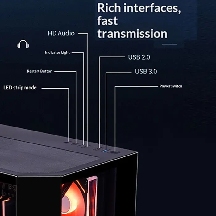 Boîtier PC Gamer WJCOOLMAN Dreamer PLUS avec écran HD 9,16 pouces, vue sur la mer, refroidisseur d'eau 360, Gabinetes Gamer