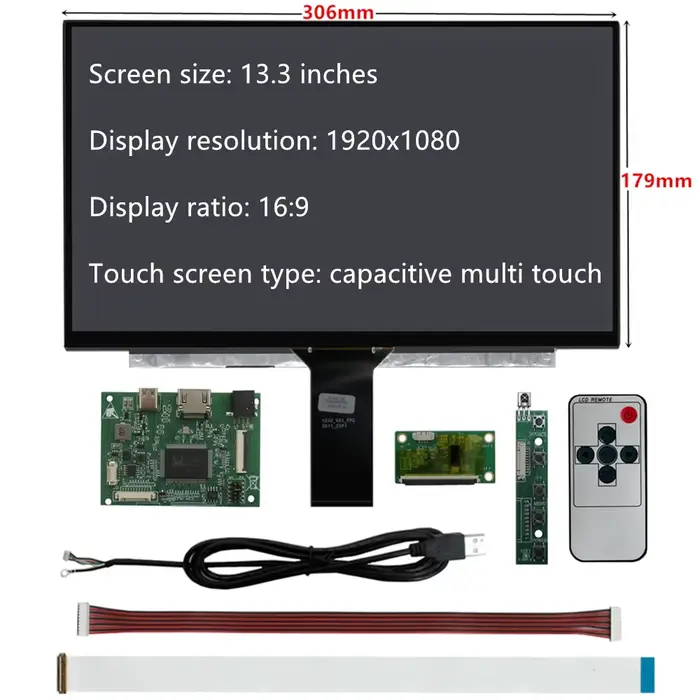 Moniteur à écran tactile Portable 13.3 pouces Full HD 1080P, entrée HDMI/USB-C, commande tactile USB