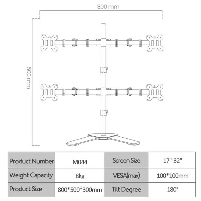 Support de bureau pour double moniteur, support en acier robuste entièrement réglable, peut contenir