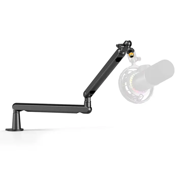 FIFINE Bras de flèche de microphone, bras de micro réglable à profil bas avec pince de montage sur b