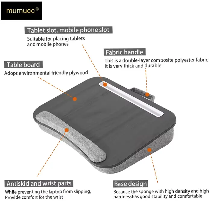 MUMUCC Bureau portable pour ordinateur portable avec coussin moelleux