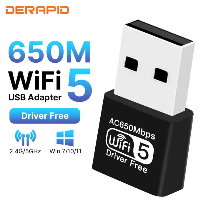 Adaptateur WiFi double bande AC650, double antenne à Gain élevé, réseau sans fil, adaptateur USB pou