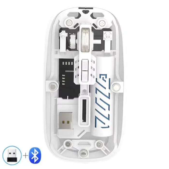 Warvank T1 souris sans fil transparente double Mode 2.4G Bluetooth souris silencieuse Rechargeable p
