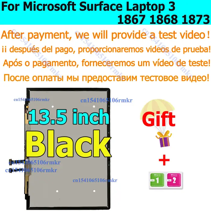 13.5 "écran LCD d'ordinateur portable assemblée pour Surface Laptop3 1866 1867 1767 1950 1951 1958 ordinateur