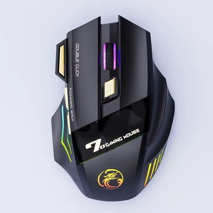 Souris de jeu sans fil IMICE GW-X7, 3200 DPI, double mode, 7 touches programmables, rétroéclairage R