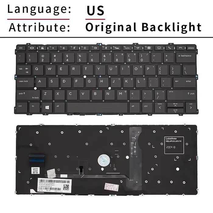 Nouveau clavier rétro-éclairé pour ordinateur portable russe américain pour HP EliteBook x360 1030 G