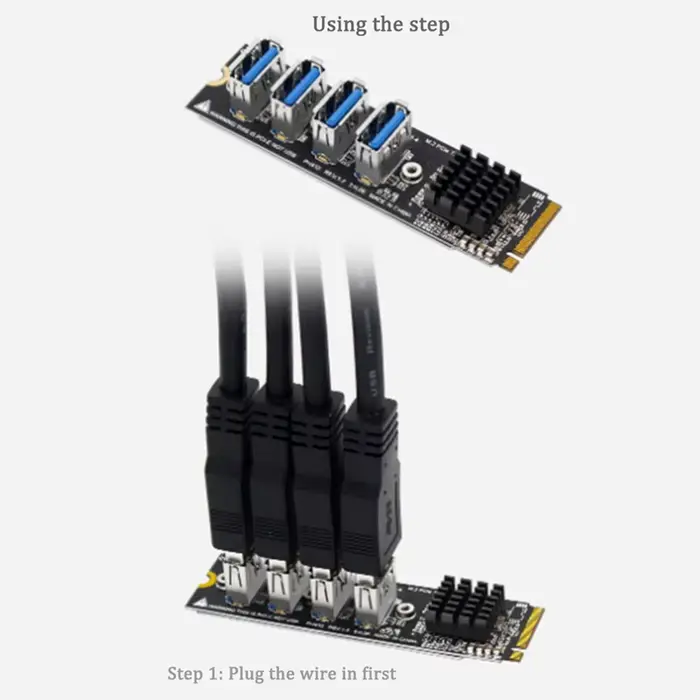 Carte Riser M.2 NVcloser to USB3.0 PCIE X16 1 to 4 PCI Express Multiplier airies Adapter