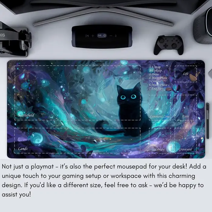 Tapis de jeu Magic The Gathering (MTG) motif Chat Noir Mystérieux