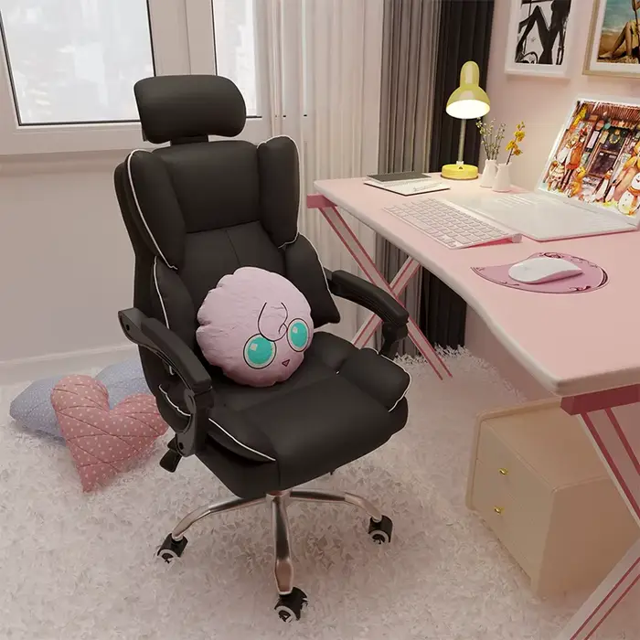 Chaise de Jeu Ergonomique Rose pour Chambre à Coucher, Fauteuil pour Joueur, Café Internet, Course, 