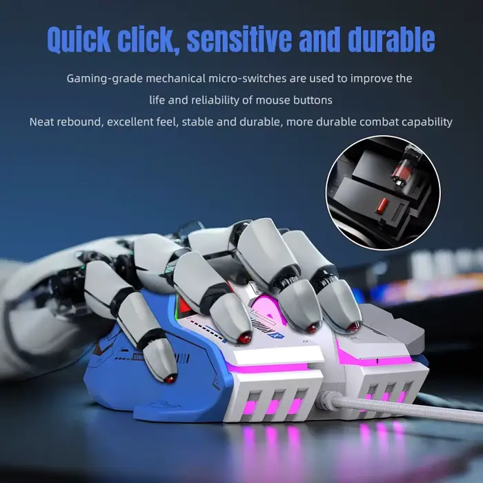 Souris de jeu G6 filaire 128000 DPI ChipA826 RGB Conception ergonomique macroprogrammable supérieure pour les jeux et le travail