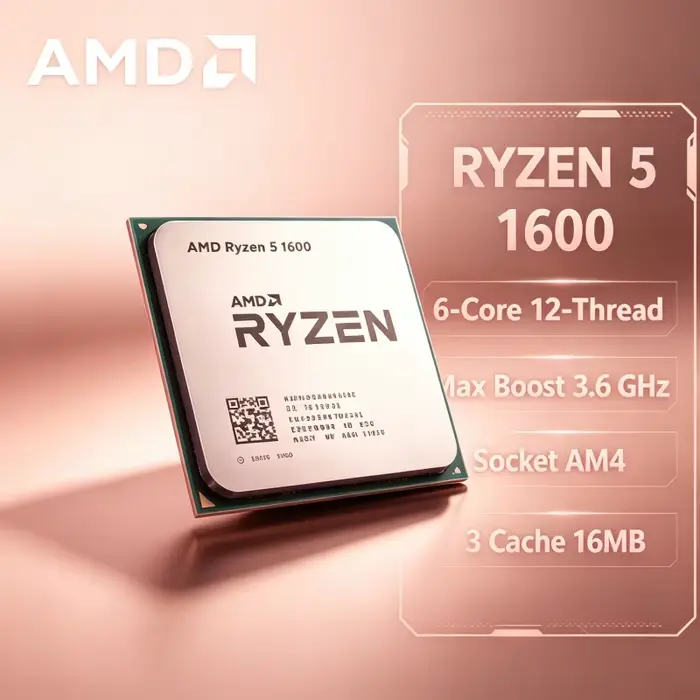 Processeur AMD Ryzen 5 1600 6C 12T 3.2GHz 65W Socket AM4 pour PC de jeu, station de travail, livrais