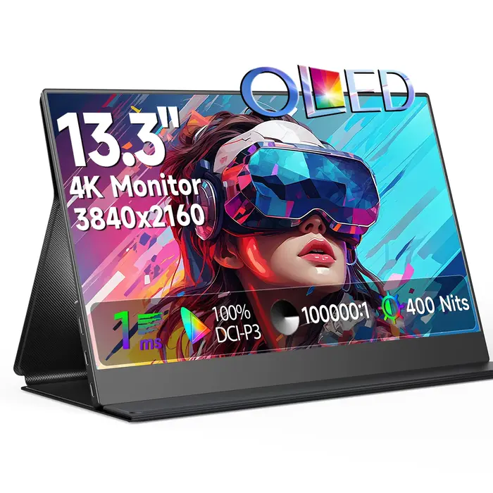 UPERFECT 13.3 pouces OLED 4K moniteur de jeu portable 1MS écran d'ordinateur portable 400Nits 100000