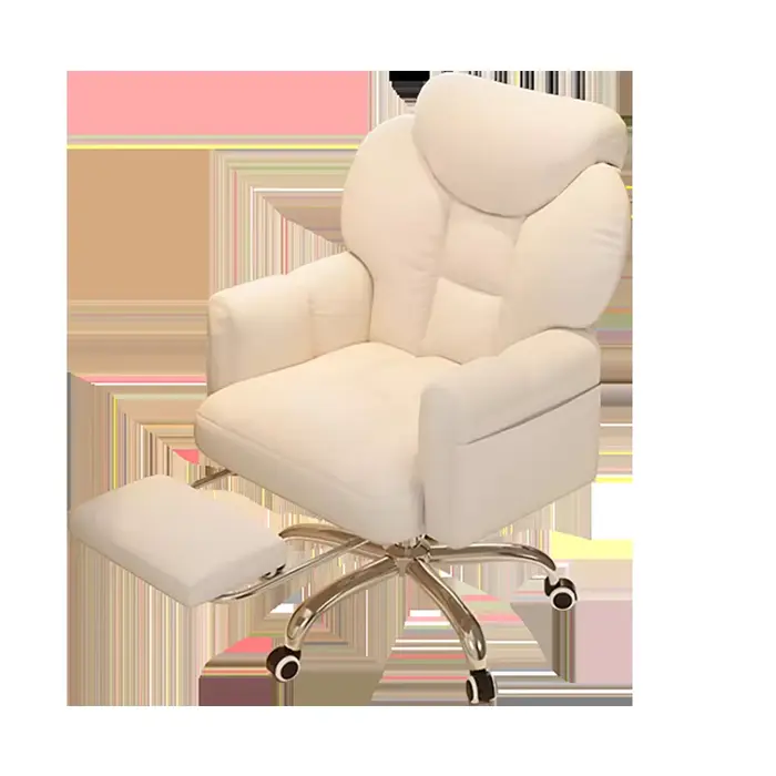 Chaise de Bureau Moderne Blanche avec Repose-Pieds Mobile
