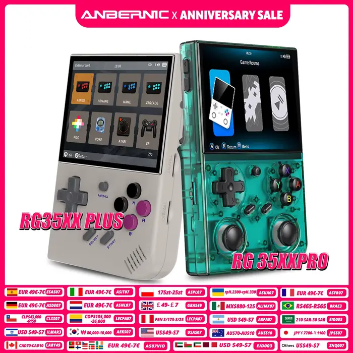 ANBERNIC 64 Bit RG 35XXPRO RG35XX PLUS Console de jeu rétro portable avec 64 Go de mémoire intégrée,