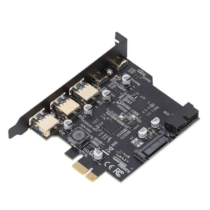 Carte PCIe vers USB 3.2 Gen 1, 5Gbps, 3 USB Type A 2, USB Type C, 5 ports, carte d'extension PCI Exp