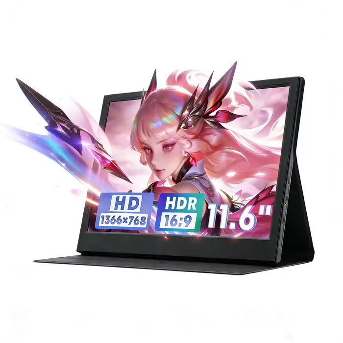 Moniteur portable 11,6 pouces 16:9 60Hz, écran de jeu 72% FHD IPS 250Cd/m², compatible avec les appa