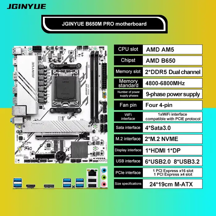 B650M PRO AMD AM5 carte mère Support R5 R7 7000 8000 9000 série M.2 NVME WIFI double canal ddr5 expo Ram