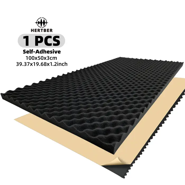 Panneau acoustique auto-adhésif HERTBER en mousse alvéolée 100x50x3cm haute densité insonorisant pour salle de jeux