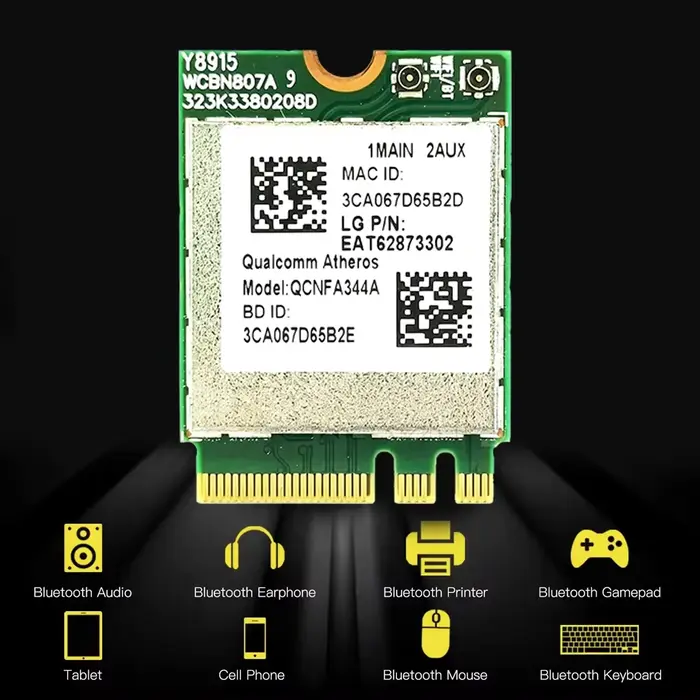 KEBIDUMEI – carte réseau sans fil double bande 9560NGW AC Cnvio 1733M BT 5.0 QCNFA344A