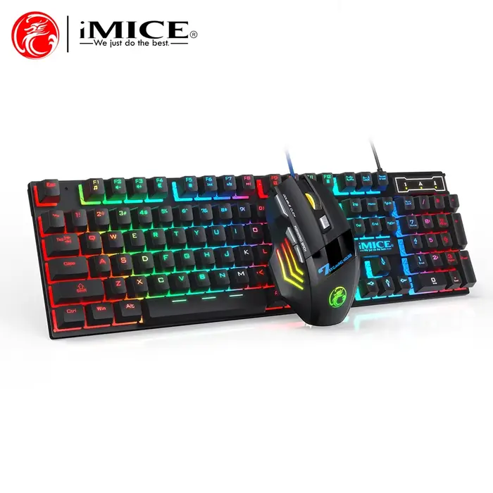 Ensemble clavier et souris ergonomiques filaires rétroéclairés RGB