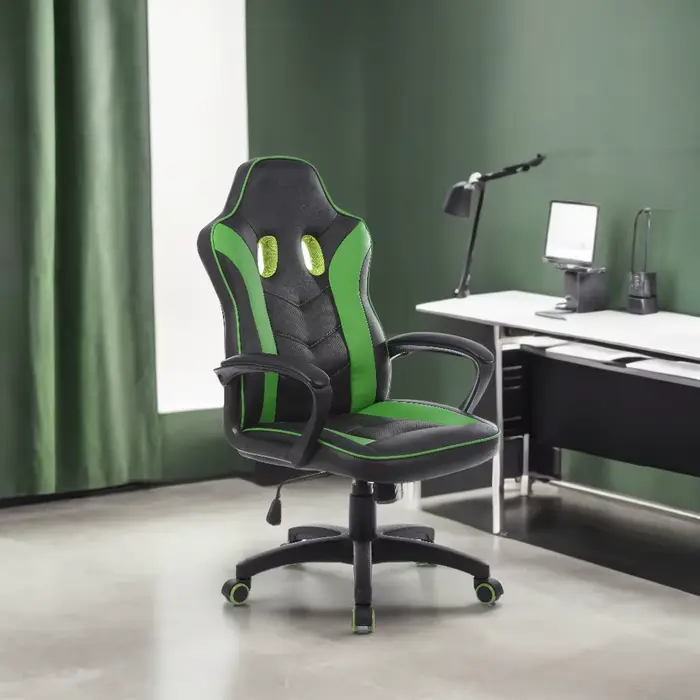 Chaise de bureau pivotante verte pour longues heures de travail
