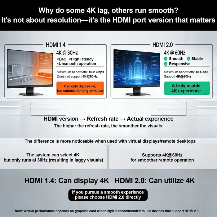 Émulateur EDID HDMI 4K 3840x2160@60Hz pour Bureau à distance/KVM/Serveur sans écran/Configurations GPU, Sortie stable et prise en charge multi-résolutions