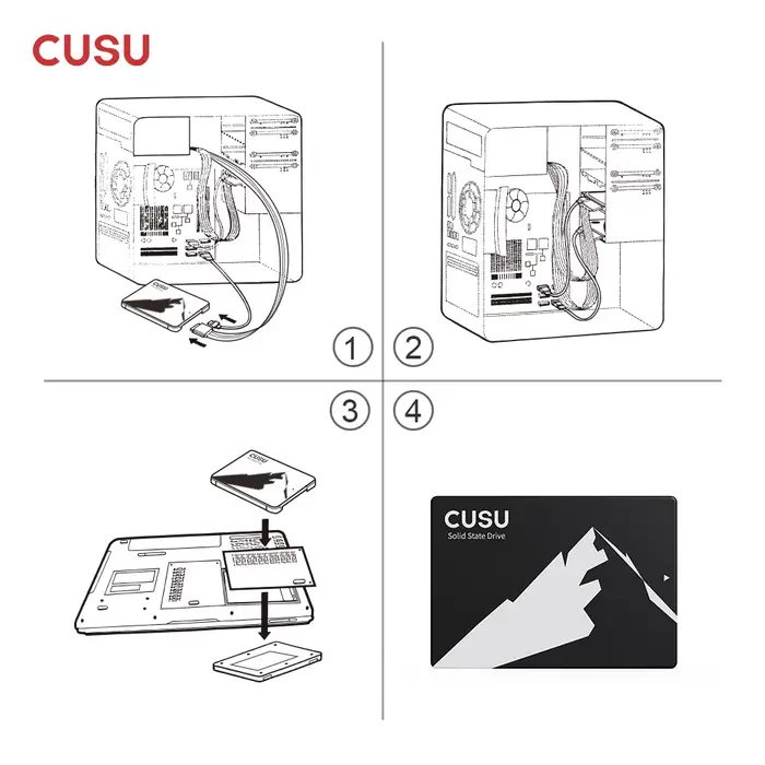 CUSU SSD 1 To 512 Go 256 Go 128 Go SATA3 Disque dur 2 To SSD SATA
