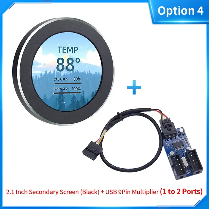 Écran refroidi à l'eau IPS USB de 2.1 pouces
