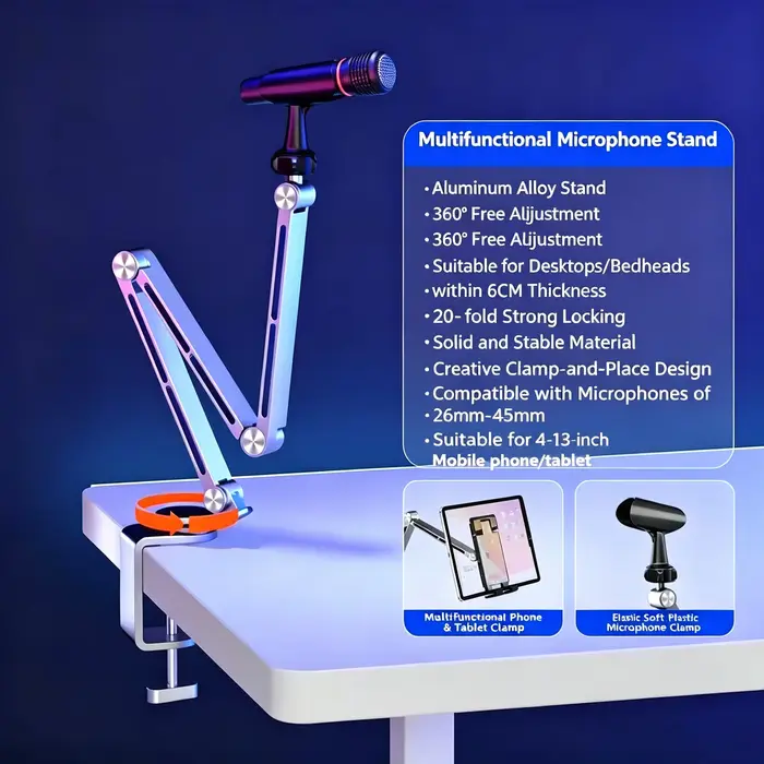 Bras télescopique pour microphone réglable