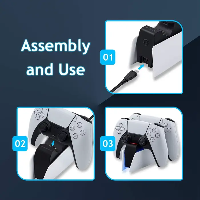 Station de recharge sans fil de jeu pour PS5 avec double