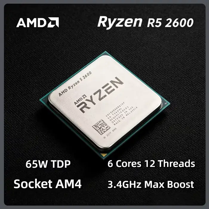 Processeur AMD Ryzen 5 R5 2600 3,4 GHz 6 cœurs 12 threads Socket AM4 pour ordinateur de bureau de je
