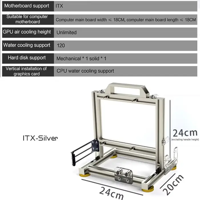 Armoire de jeu MOD ITX MATX, boîtier PC, cadre ouvert, tour ATX créative en aluminium, support de ch