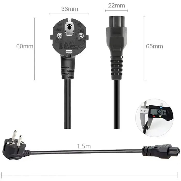 1.5M EU universel ordinateur portable 3 broches chargeur prise adaptateur secteur câble pour HP Dell Toshiba Sony ASUS