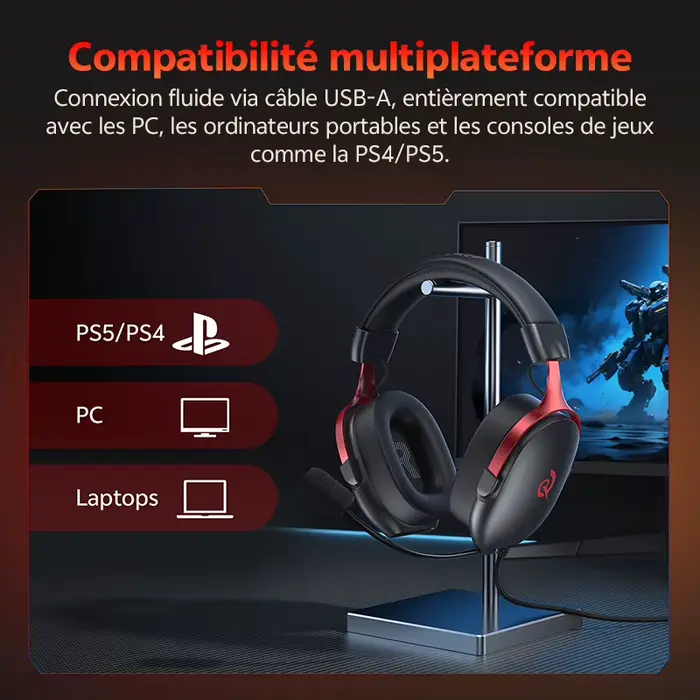 QCY VN200 Pro casque de jeu filaire avec micro 40mm pilote 7.1 Surround sur l'oreille