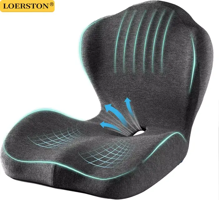 Coussin de siège ergonomique en mousse à mémoire de forme pour chaise de bureau avec support dorsal pour soulager le