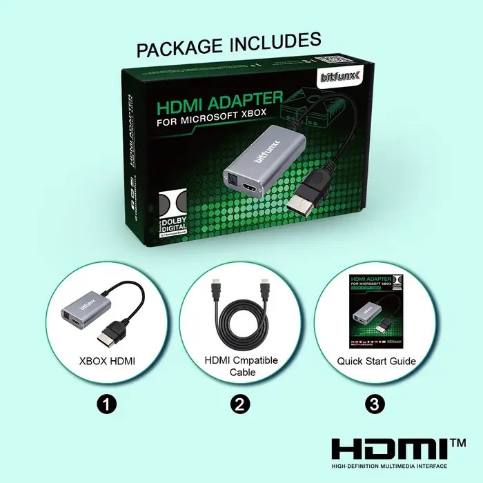 Bitfunx HDMI ™ Adaptateur pour consoles de jeu rétro classiques XBOX
