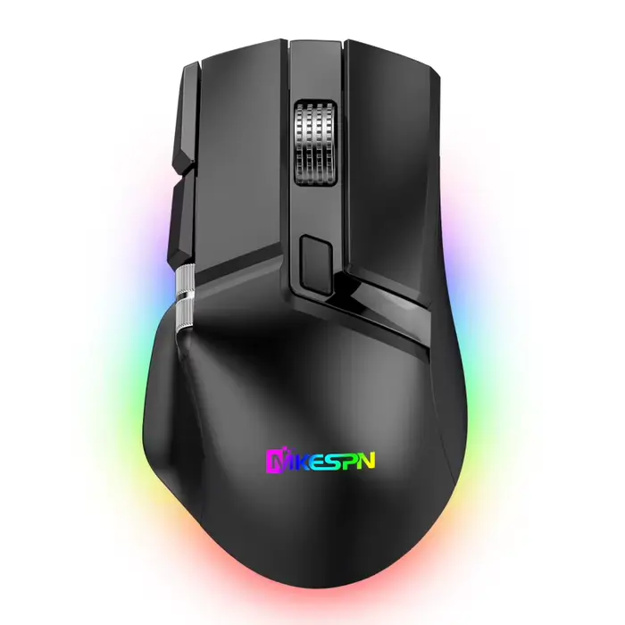 Souris de jeu sans fil + Bluetooth + filaire avec molette latérale, rechargeable, fonction macro, ad